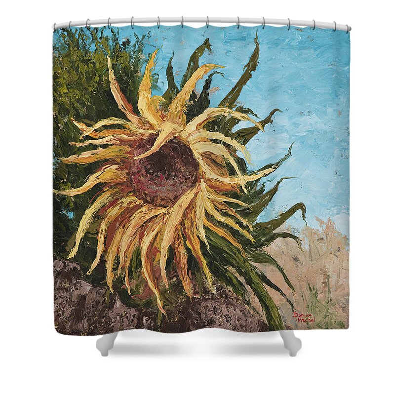 Sunflower Shower Curtain featuring the painting Sunflower by Darice Machel McGuire