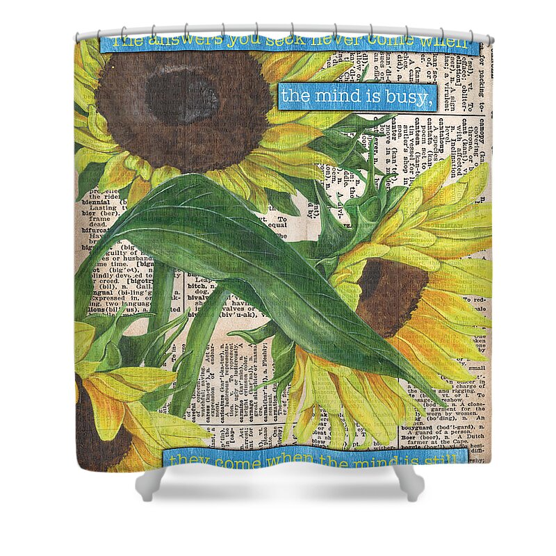 Floral Shower Curtain featuring the painting Sunflower Dictionary 1 by Debbie DeWitt