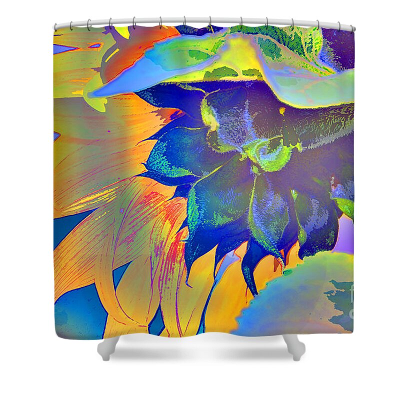 Sunflower Shower Curtain featuring the digital art Sunflower explosion by Elaine Berger