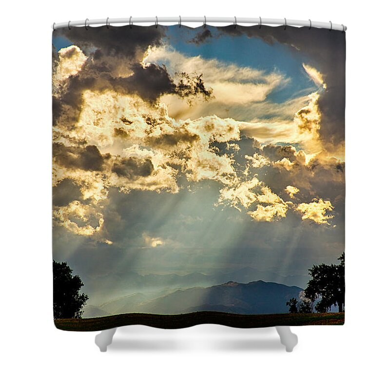 Forest Shower Curtain featuring the photograph Sunlight Raining Down From the Heavens by James BO Insogna