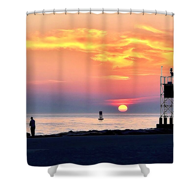 Sunrise Shower Curtain featuring the photograph Sunrise at Indian River Inlet by Kim Bemis