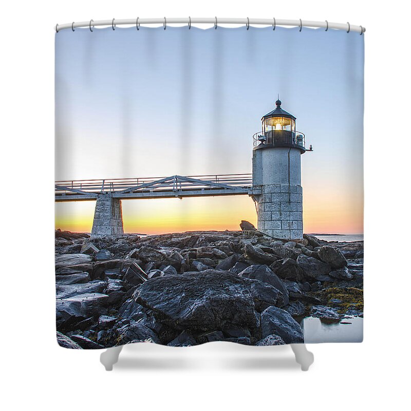 Lighthouse Shower Curtain featuring the photograph Sunrise at Marshall Point Lighthouse by Gary Wightman