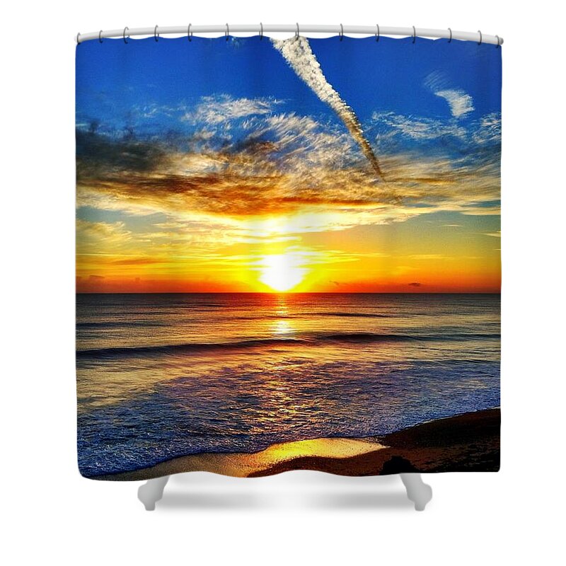 Sunrise In Satellite Beach Shower Curtain featuring the photograph Sunrise by Carlos Avila