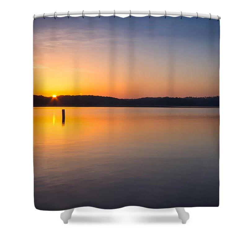 Lake-lanier Shower Curtain featuring the photograph Sunrise on the Lake by Bernd Laeschke