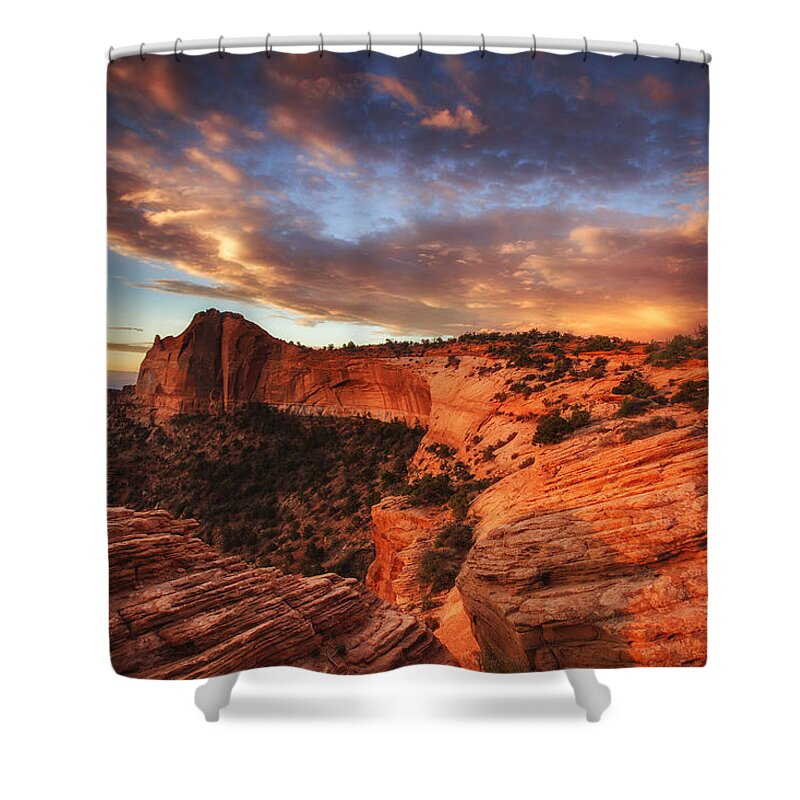 Sunrise Shower Curtain featuring the photograph Sunrise Over Canyonlands by Darren White