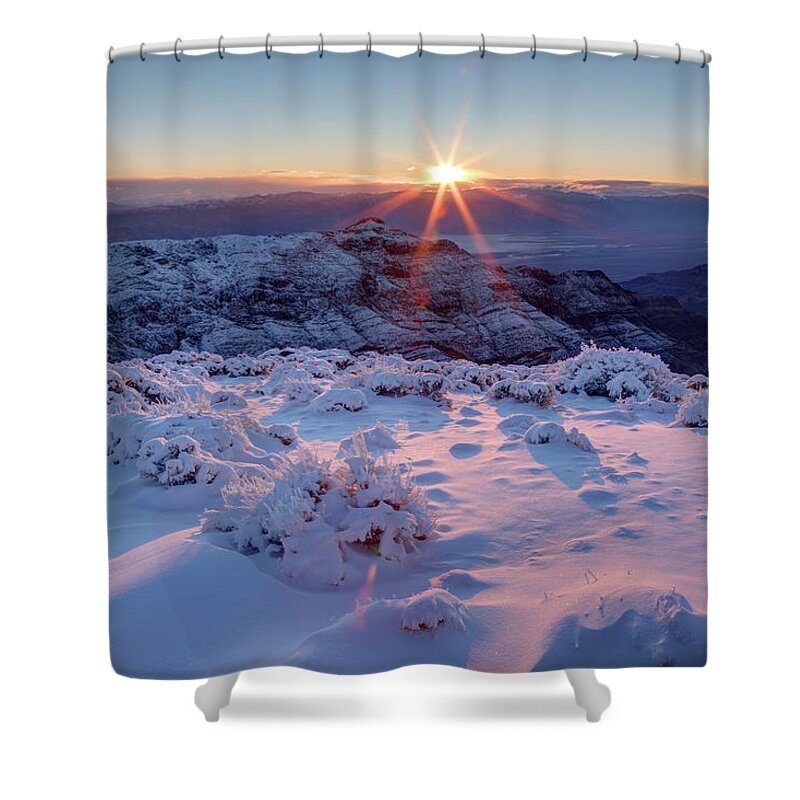 Scenics Shower Curtain featuring the photograph Sunrise Over Death Valley by Eric Lo