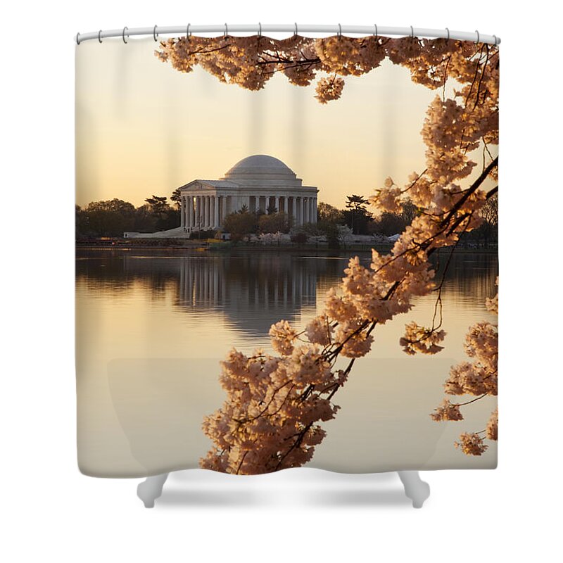 Washington Dc Shower Curtain featuring the photograph Sunrise over Jefferson Memorial by Brian Jannsen