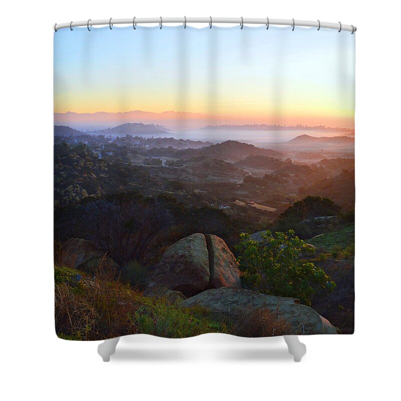 Sunrise Shower Curtain featuring the photograph Sunrise Over San Fernando Valley by Glenn McCarthy Art and Photography