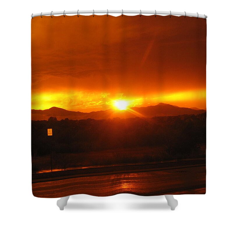 Diane Strain Shower Curtain featuring the painting Sunset After the Storm by Diane Strain