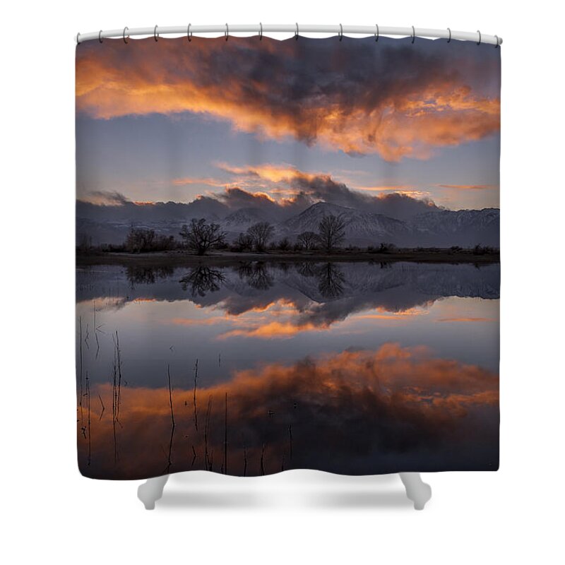 Clouds Shower Curtain featuring the photograph Sunset at Farmer's Pond by Cat Connor