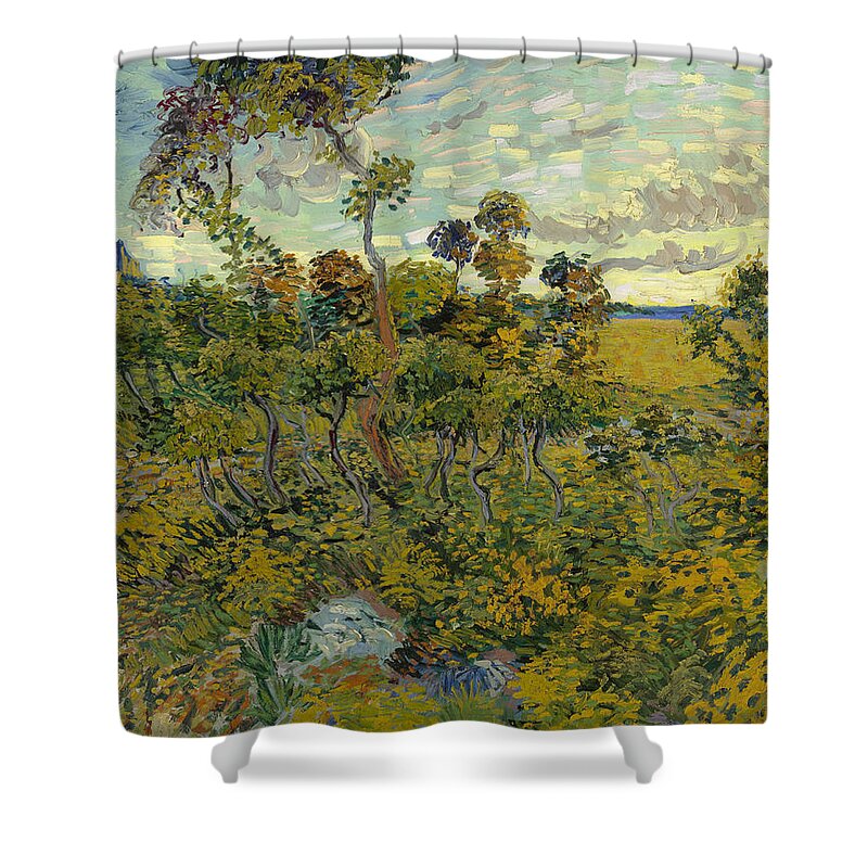 Vincent Van Gogh Shower Curtain featuring the painting Sunset at Montmajour by Vincent van Gogh