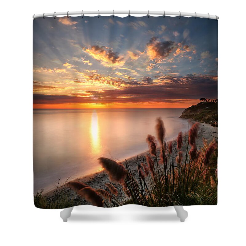 Sunset Shower Curtain featuring the photograph Sunset at Swamis Beach 7 by Larry Marshall
