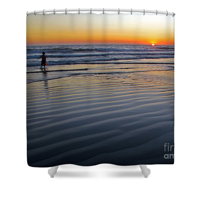 Ocean Shower Curtain featuring the photograph Sunset At The Beach by Kelly Holm