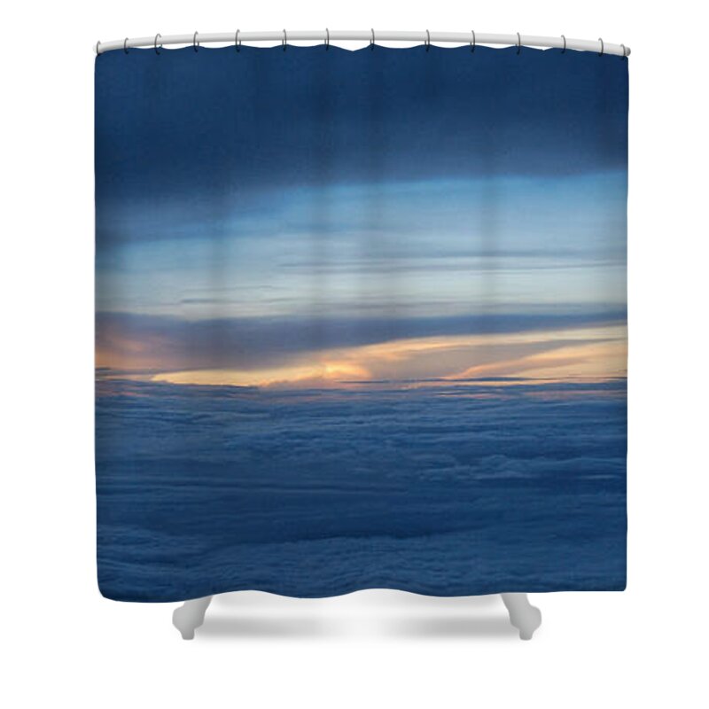Wright Shower Curtain featuring the photograph Sunset At Thirty Three Thousand Feet by Paulette B Wright