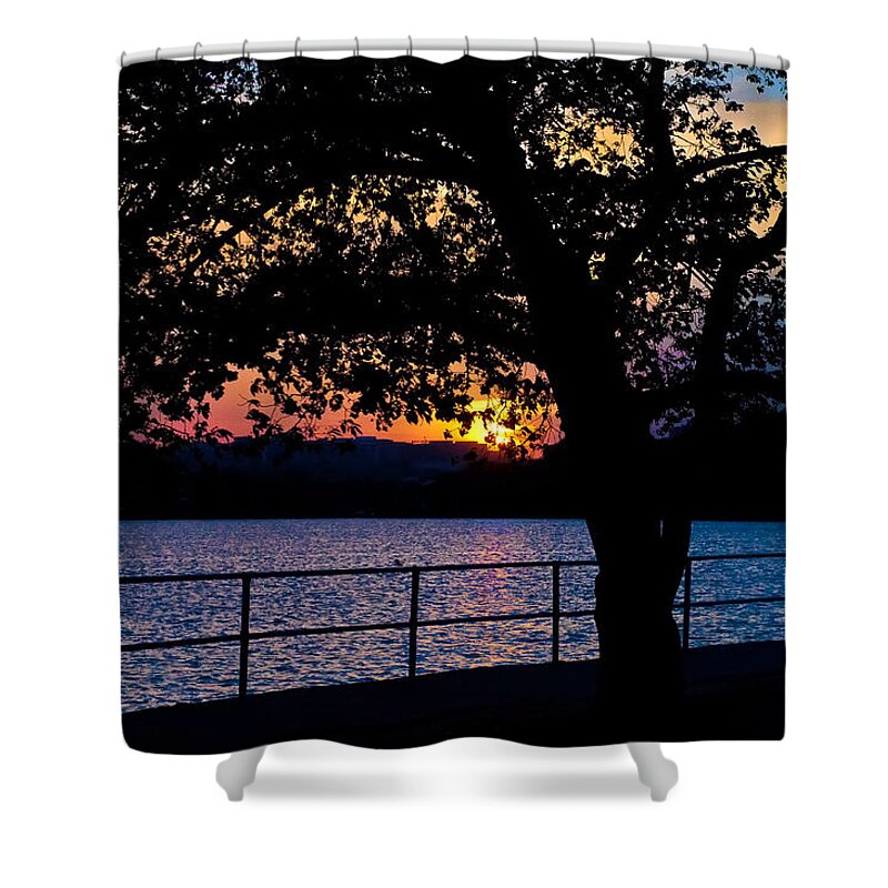 America Shower Curtain featuring the photograph Sunset at Washington's Tidal Basin by Mitchell R Grosky
