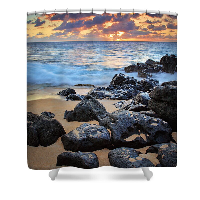 America Shower Curtain featuring the photograph Sunset Beach by Inge Johnsson