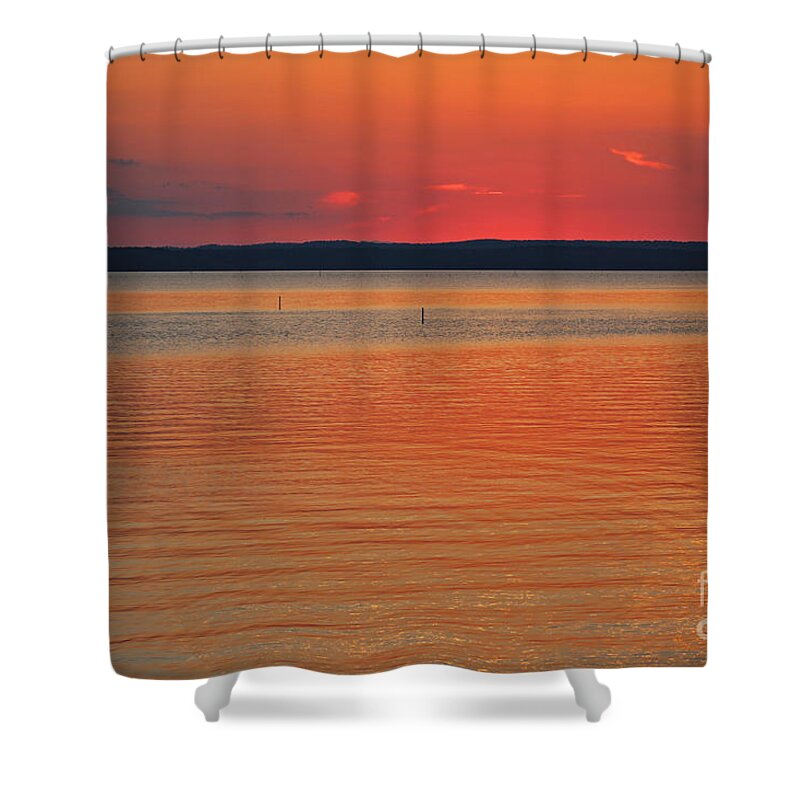Sunset Shower Curtain featuring the photograph Sunset Behind the Horizon by Ella Kaye Dickey