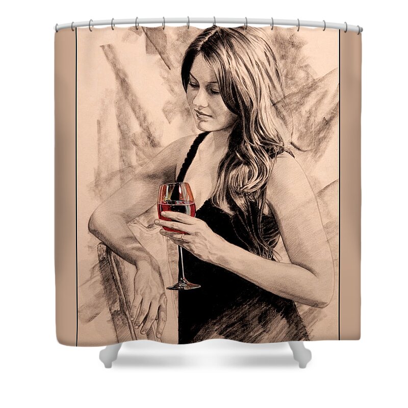 Romance Prints Shower Curtain featuring the drawing Sunset Dreams by Patrick Whelan
