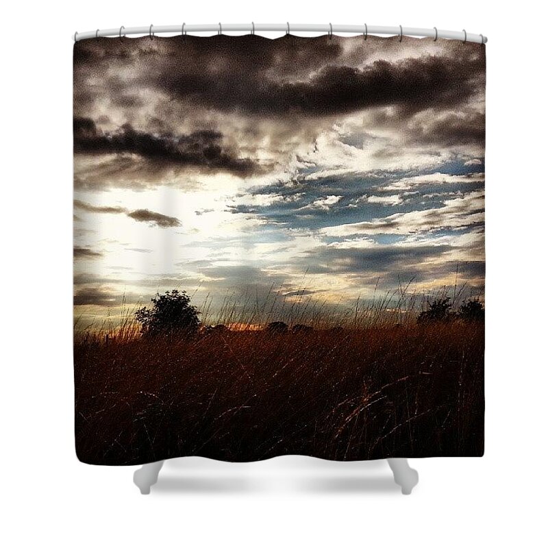 Clouds Shower Curtain featuring the photograph #sunset #dusk #landscape #rural #sky by Vicki Field