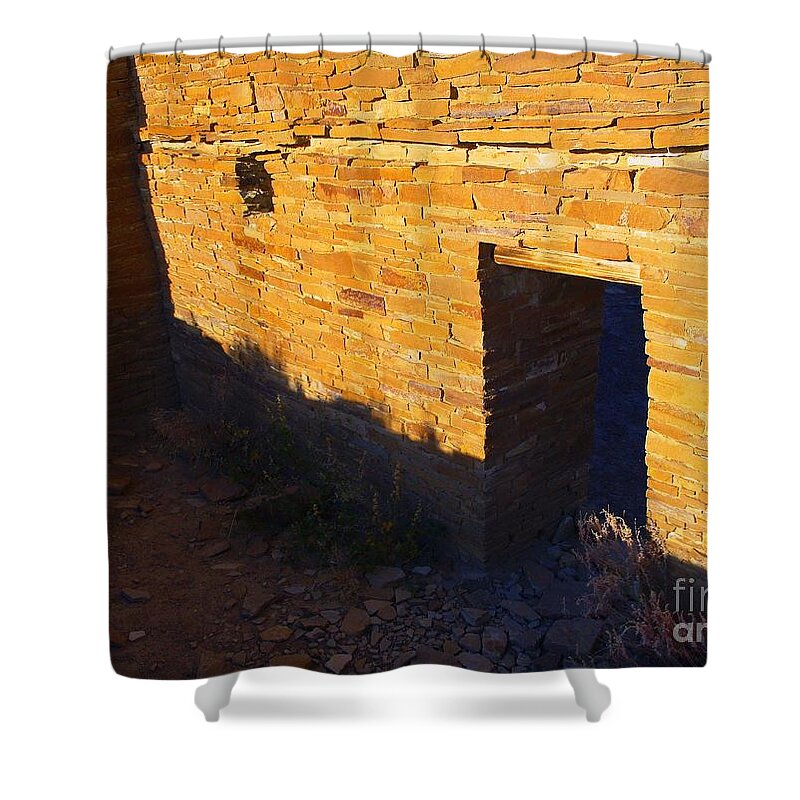 Building Shower Curtain featuring the digital art Sunset Entrance by Tim Richards