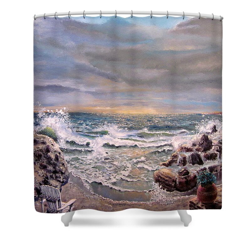 Painting Shower Curtain featuring the painting Sunset by Geni Gorani