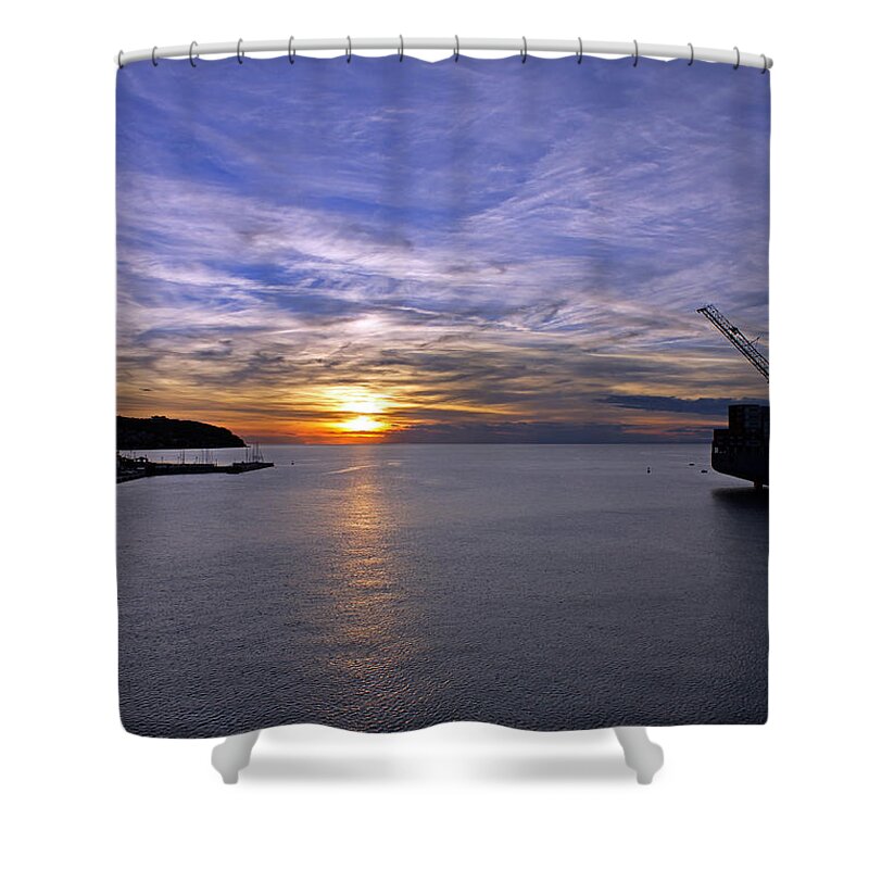 Setting Sun Shower Curtain featuring the photograph Sunset in Adriatic by Tony Murtagh