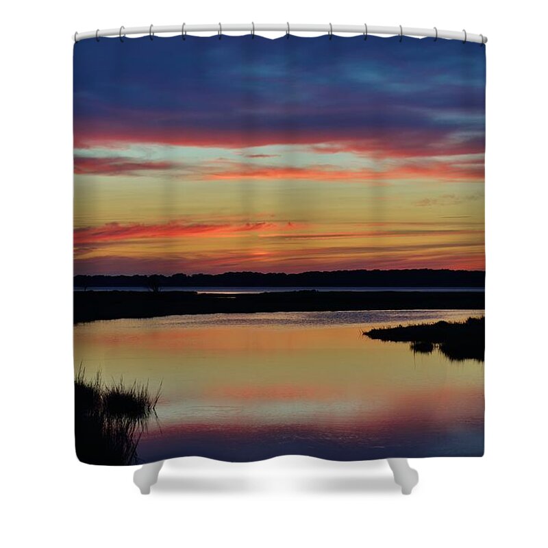 Beach Bum Pics Shower Curtain featuring the photograph Sunset Marsh by Billy Beck