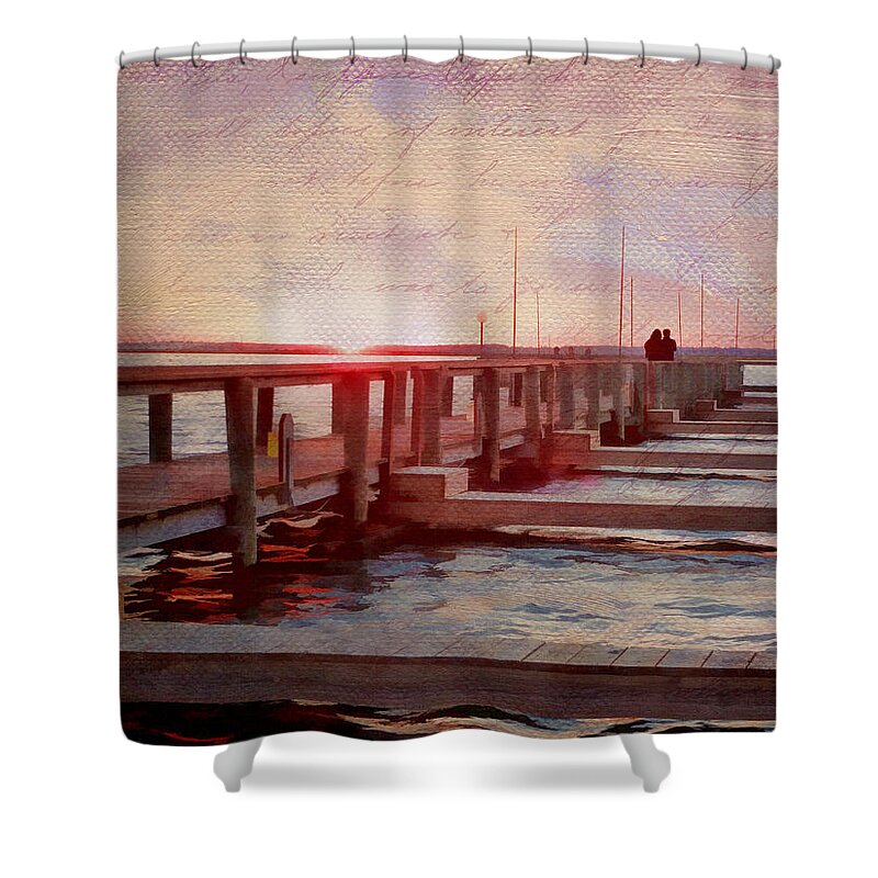 Julia Springer Shower Curtain featuring the photograph Sunset Memories from Chincoteague by Julia Springer