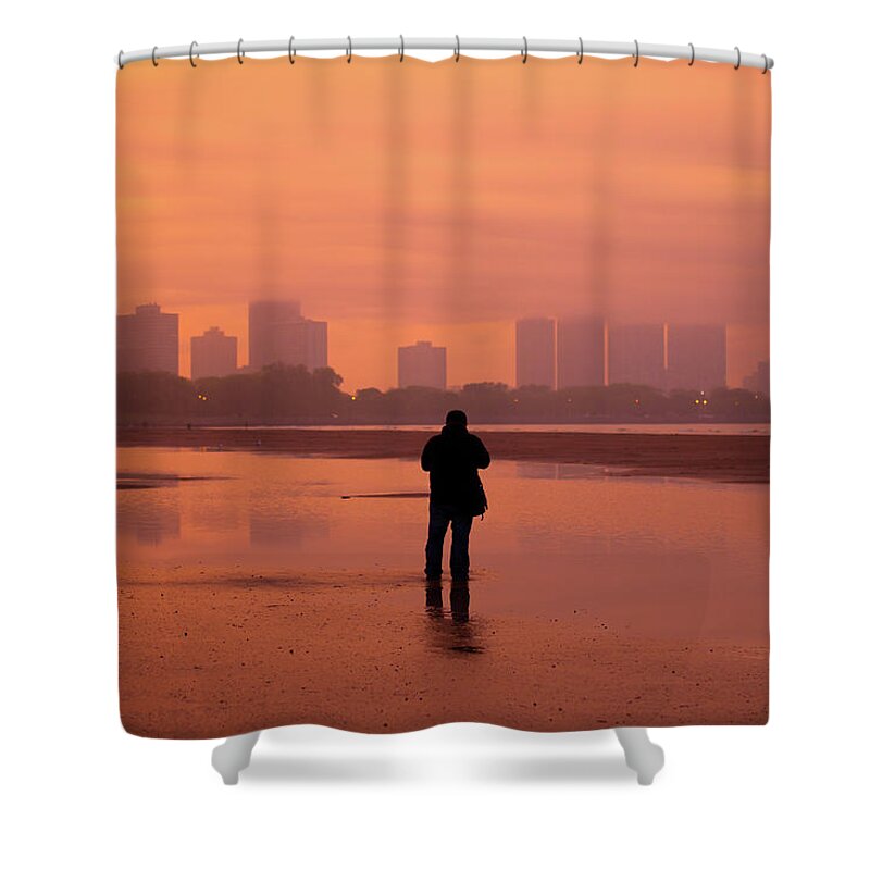 Water's Edge Shower Curtain featuring the photograph Sunset Moment by Jobet Palmaira