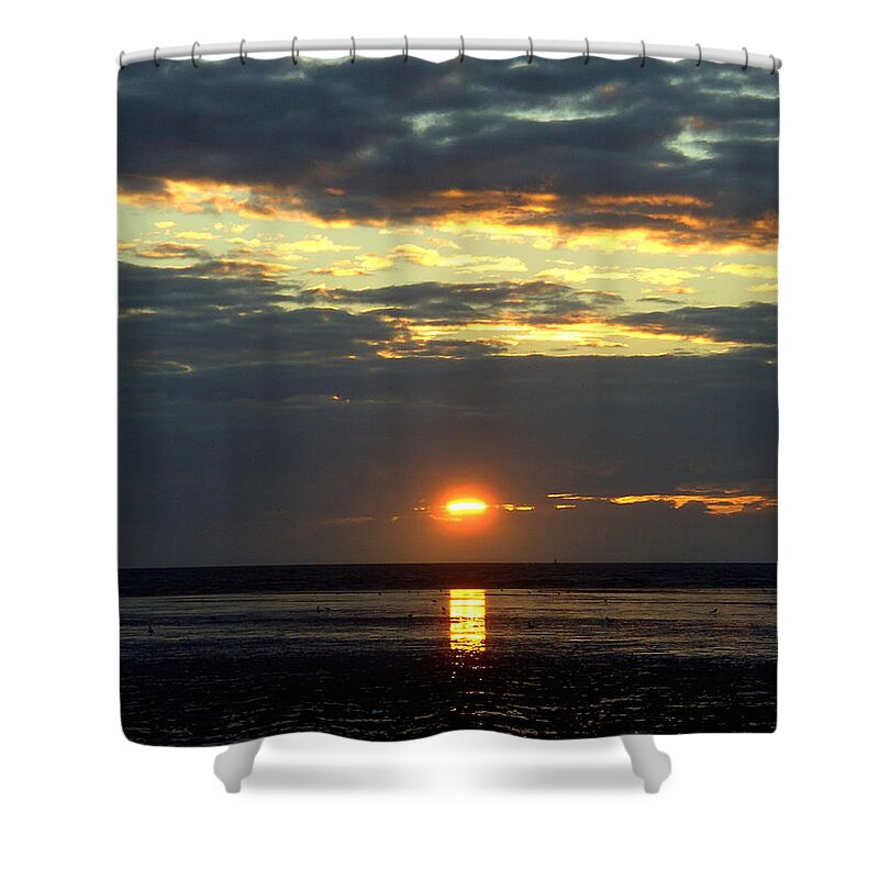 Sunset Shower Curtain featuring the photograph Cloudy Sunset by Steve Kearns