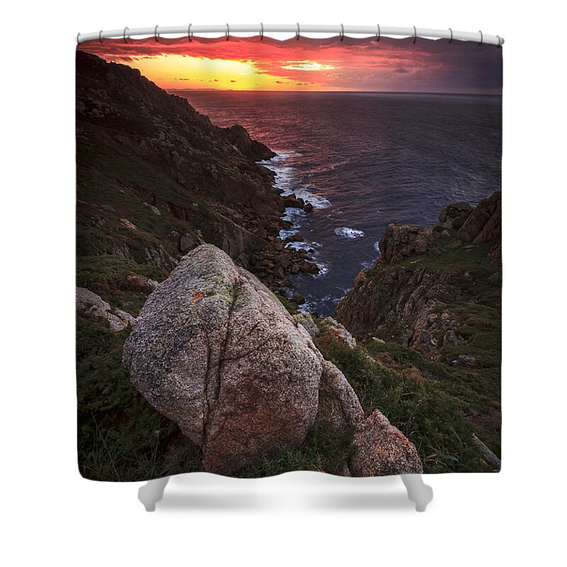 Cliffs Shower Curtain featuring the photograph Sunset on Cape Prior Galicia Spain by Pablo Avanzini