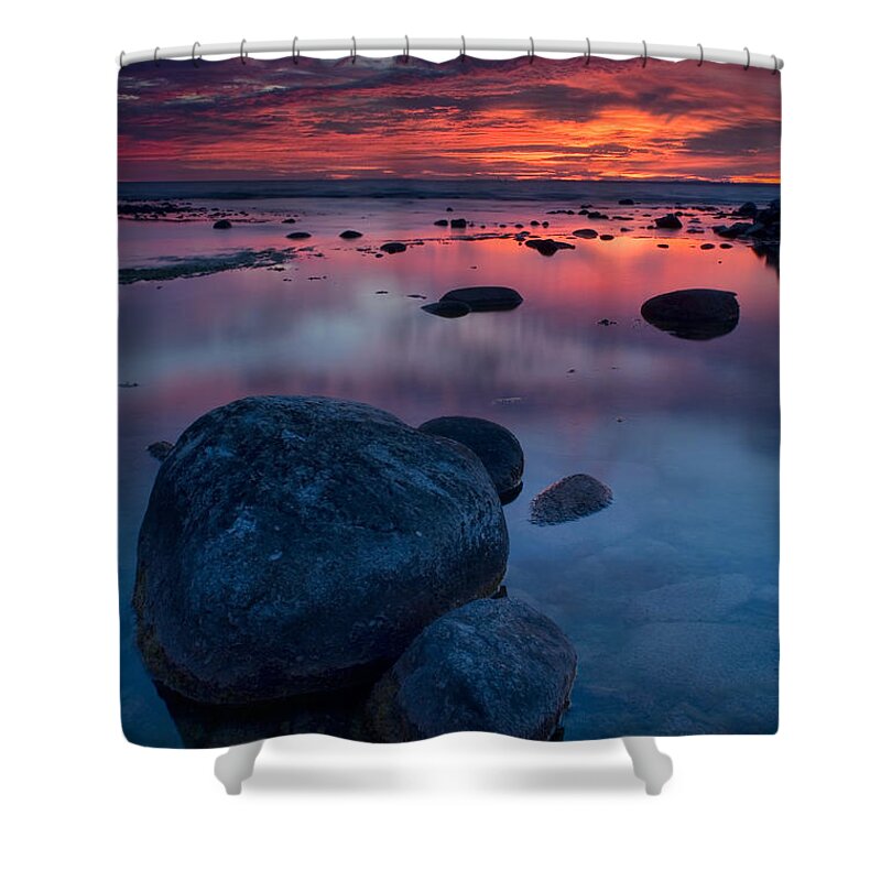 2007 Shower Curtain featuring the photograph Sunset on Grand Traverse Bay in Michigan.Taken from Leelanau Sta by Robert Charity