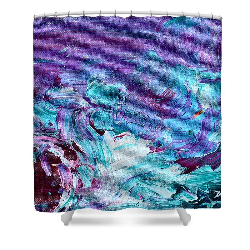 Water Shower Curtain featuring the painting Sunset On Raging Water by Donna Blackhall
