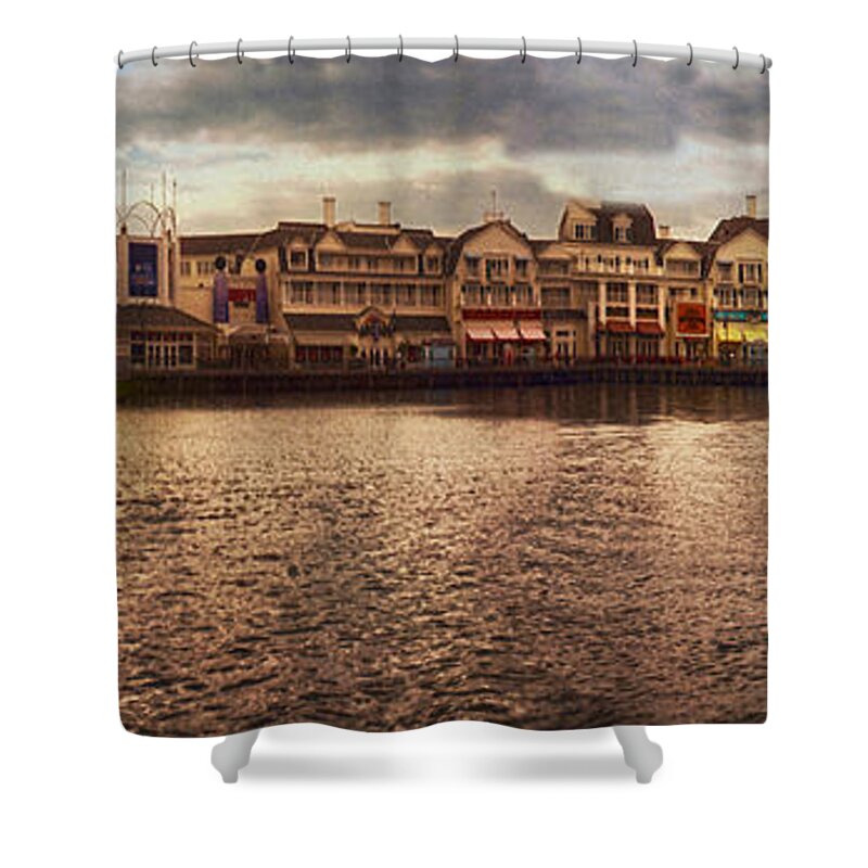 Boardwalk Shower Curtain featuring the photograph Sunset On The Boardwalk Walt Disney World by Thomas Woolworth