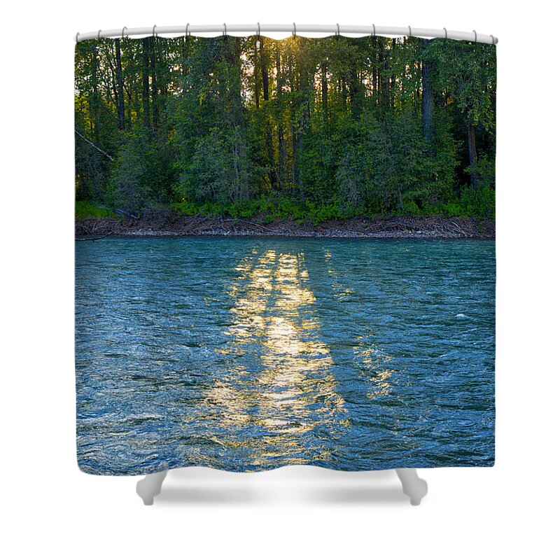 Landscapes Shower Curtain featuring the photograph Sunset on the Bulkley by Mary Lee Dereske