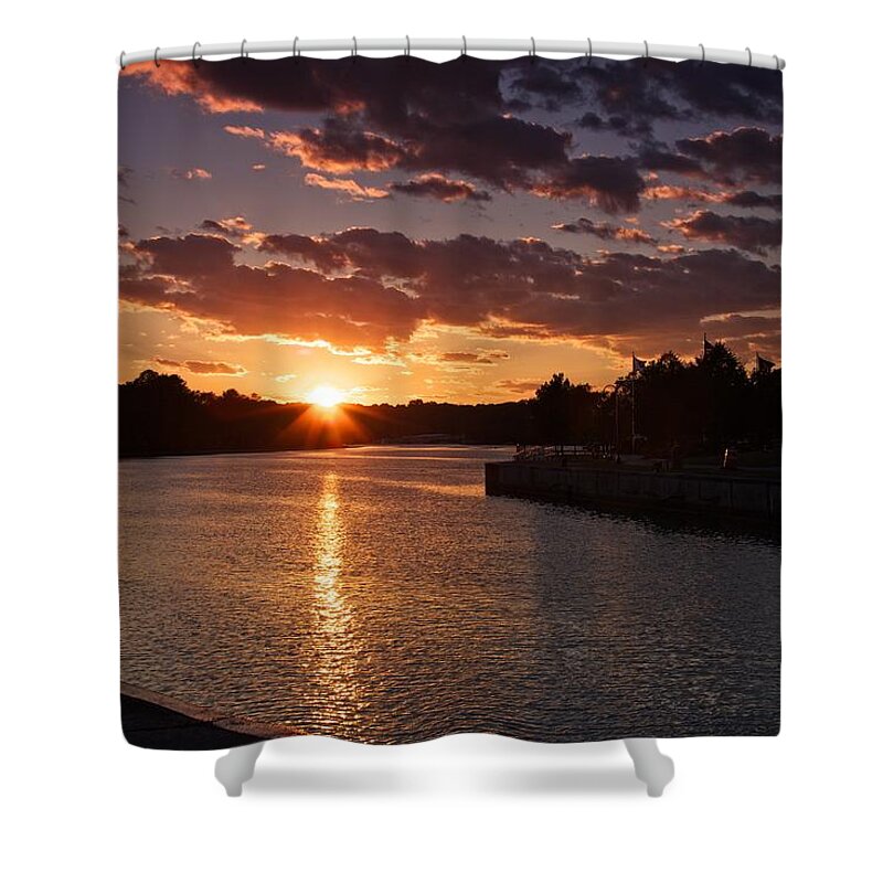 Baldwinsville Shower Curtain featuring the photograph Sunset on the River by Dave Files