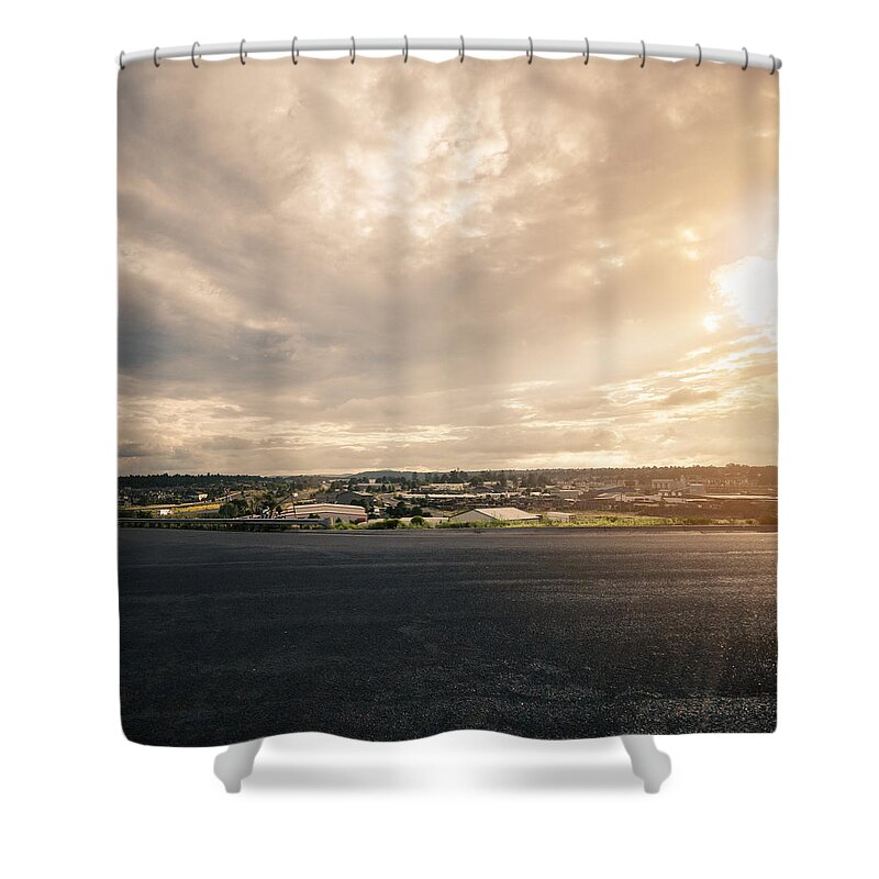 Drive Shower Curtain featuring the photograph Sunset On Utah State by Franckreporter