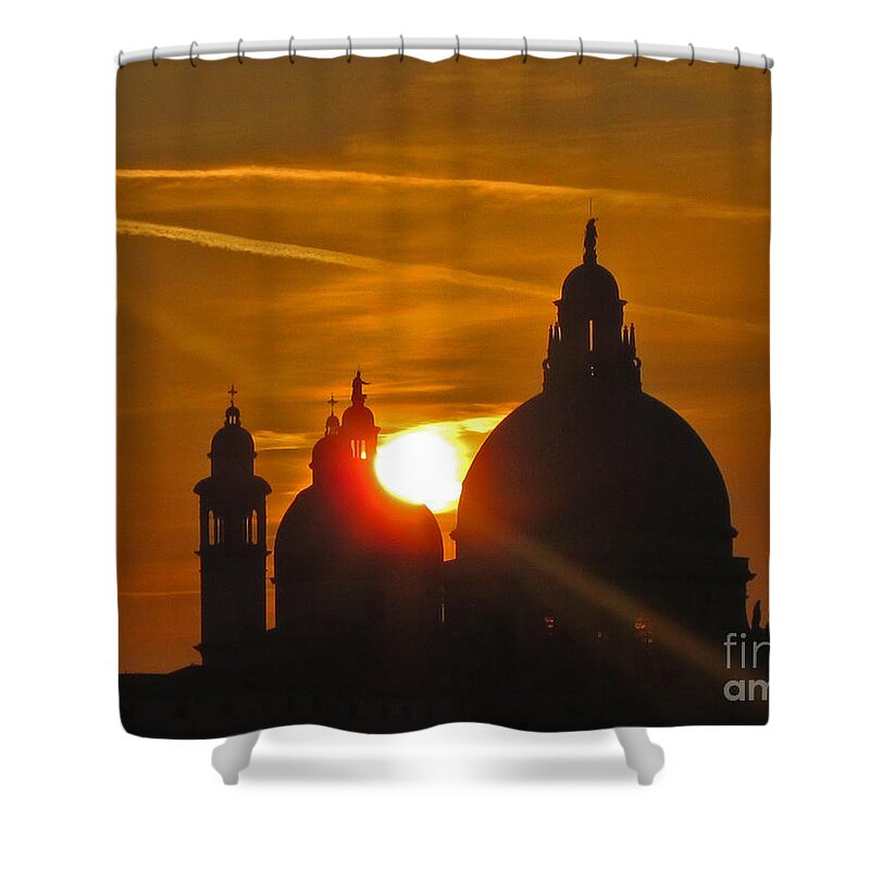 Sunset Shower Curtain featuring the photograph Sunset Over Venice by Marguerita Tan