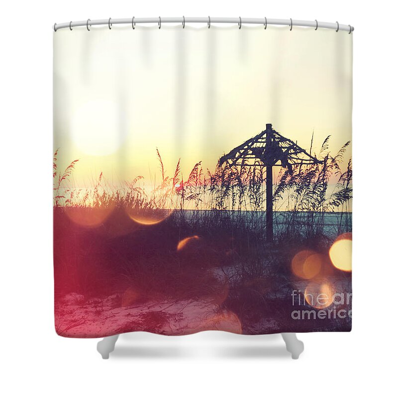 Florida Shower Curtain featuring the photograph Sunset Palm III by Chris Andruskiewicz