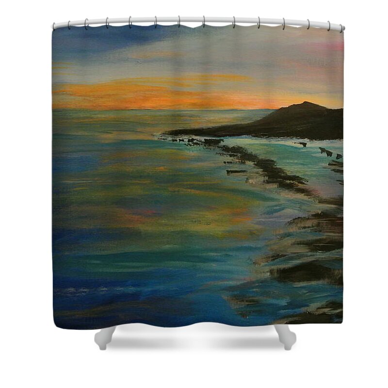 Sunset Shower Curtain featuring the painting Sunset Paradise by Lynne McQueen