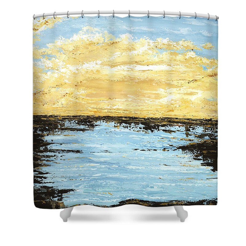 Ocean Shower Curtain featuring the painting Sunset Plunge by Tamara Nelson
