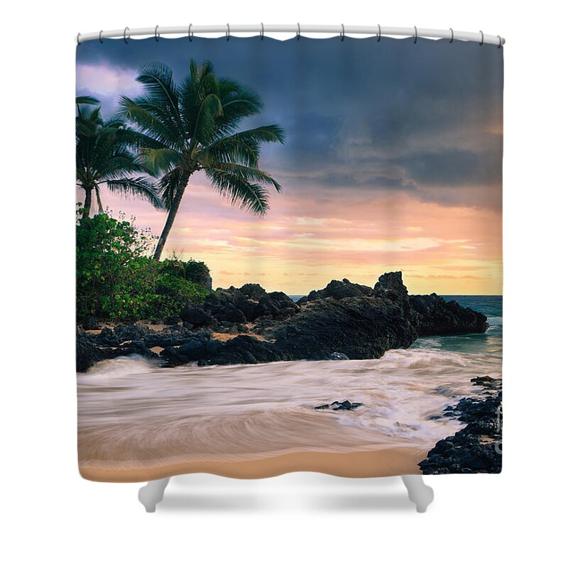American Shower Curtain featuring the photograph Sunset Secret Beach - Maui by Henk Meijer Photography