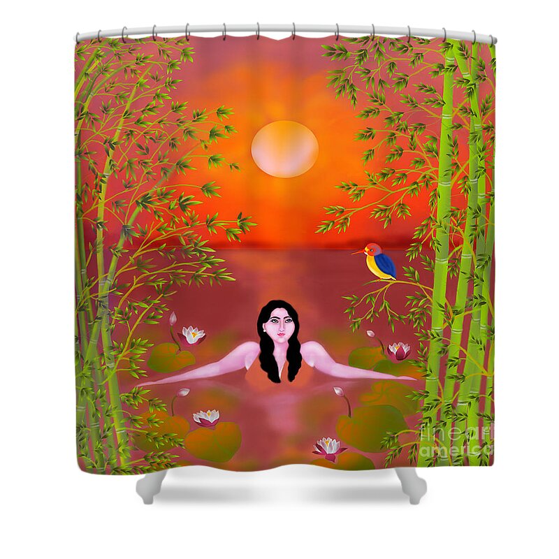 Sunset Painting Shower Curtain featuring the digital art Sunset Songs by Latha Gokuldas Panicker