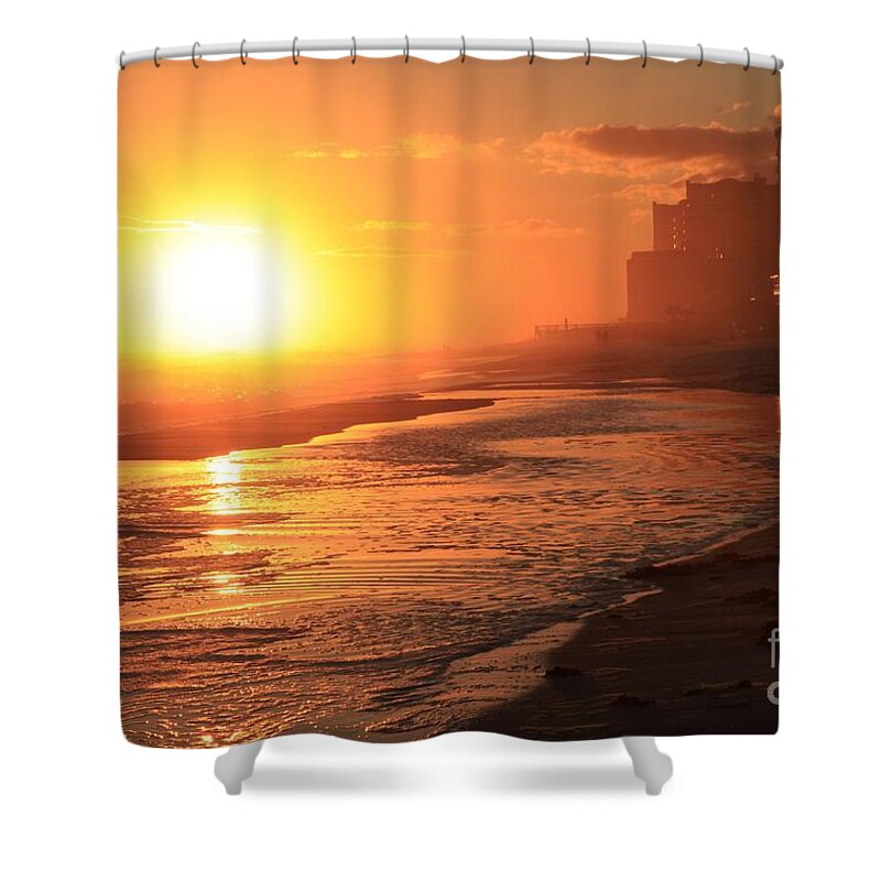 Gulf Islands National Seashore Shower Curtain featuring the photograph Sunset Towers by Adam Jewell