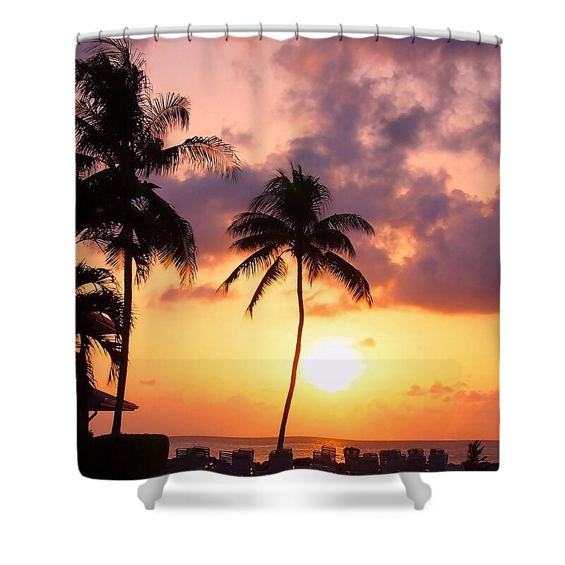 Sunset Shower Curtain featuring the photograph Sunsets and Palm Trees by Amy McDaniel