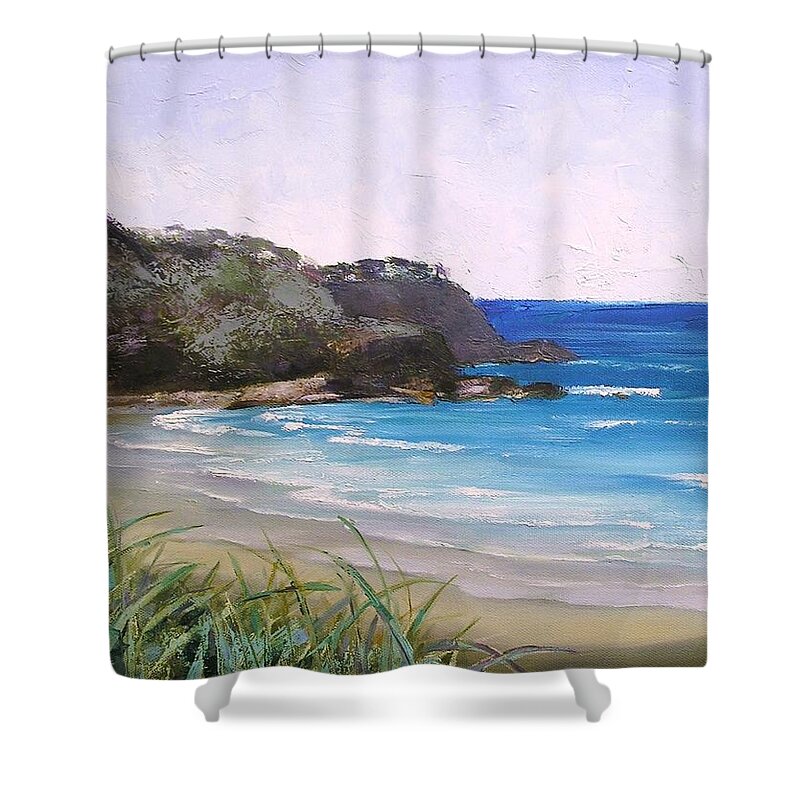 Seascape Shower Curtain featuring the painting Sunshine Beach Qld Australia by Chris Hobel