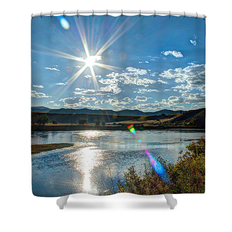 Landscape Shower Curtain featuring the photograph Sunshine on the Missouri by John Lee