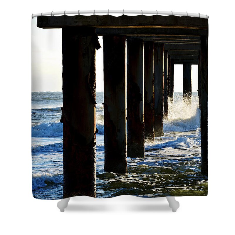 Sunrise Shower Curtain featuring the photograph Sunwash at St. Johns Pier by Anthony Baatz