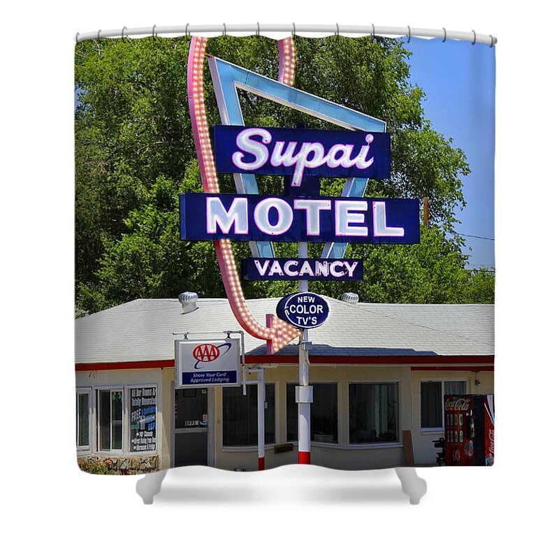 Supai Motel Shower Curtain featuring the photograph Supai Motel - Seligman by Mike McGlothlen