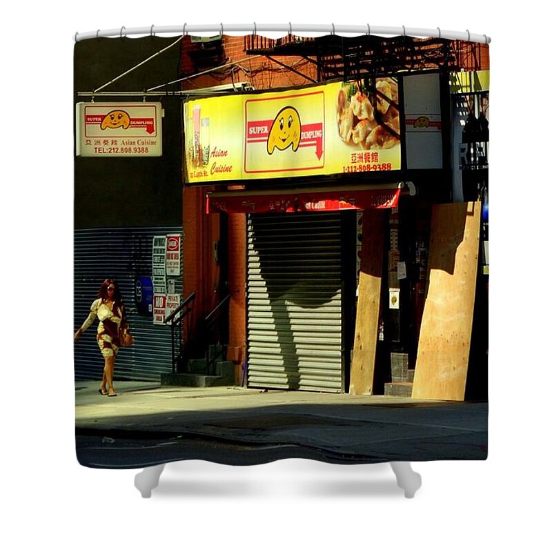 Hoppersque Shower Curtain featuring the photograph Super-Dumpling - New York City Street Scene by Miriam Danar